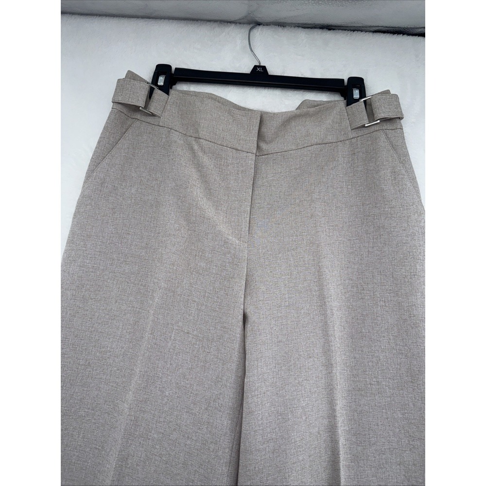 Rafaella Womens Wide Leg‎ Dress Pants Taupe Heathered Buckle Waist Size 10